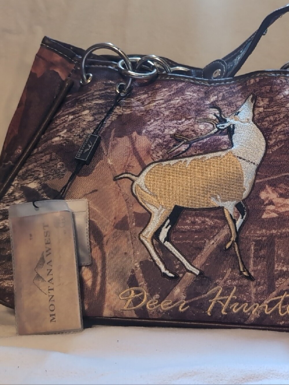 Montana West Brown Tan Camo Deer Applique Shoulder Bag